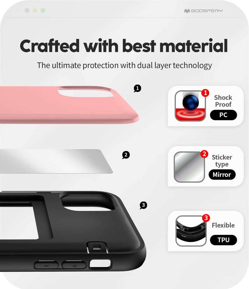 GOOSPERY Magnetic Door Bumper Compatible with iPhone 11 Case, Card Holder Wallet Easy Magnet Auto Closing Protective Dual Layer Sturdy Phone Back Cover - Pink - Image 4